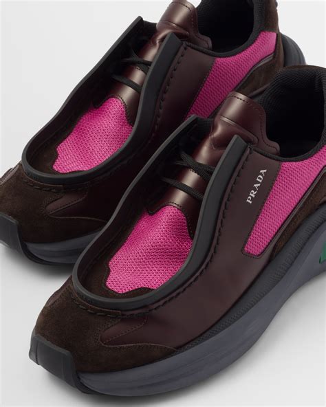 prada systeme|Garnet/peony Pink Systeme Brushed Leather Sneakers With .